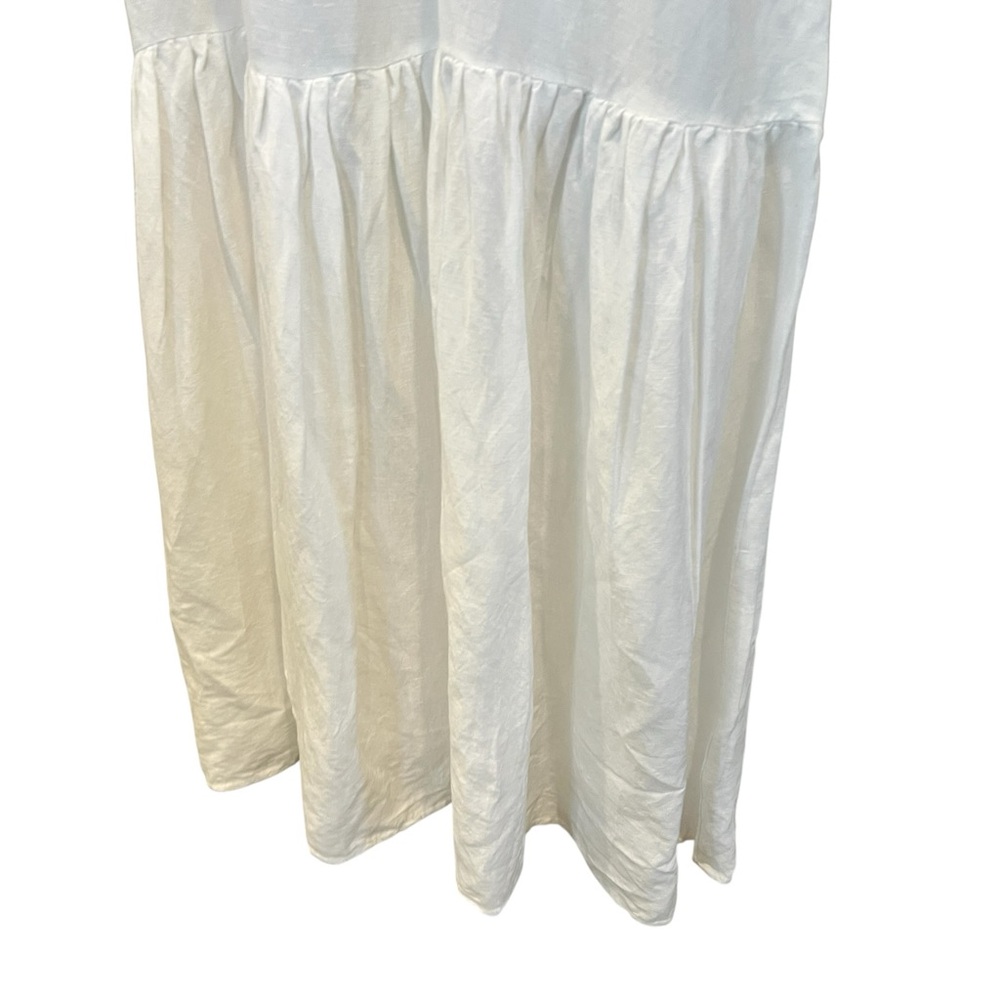 Elan High Neck Tiered Halter Maxi Dress White Linen Blend Relaxed Flowy Fit NWT - Picture 13 of 15